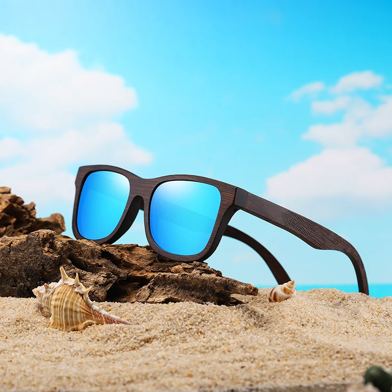 Wooden Rectangular Sunglasses