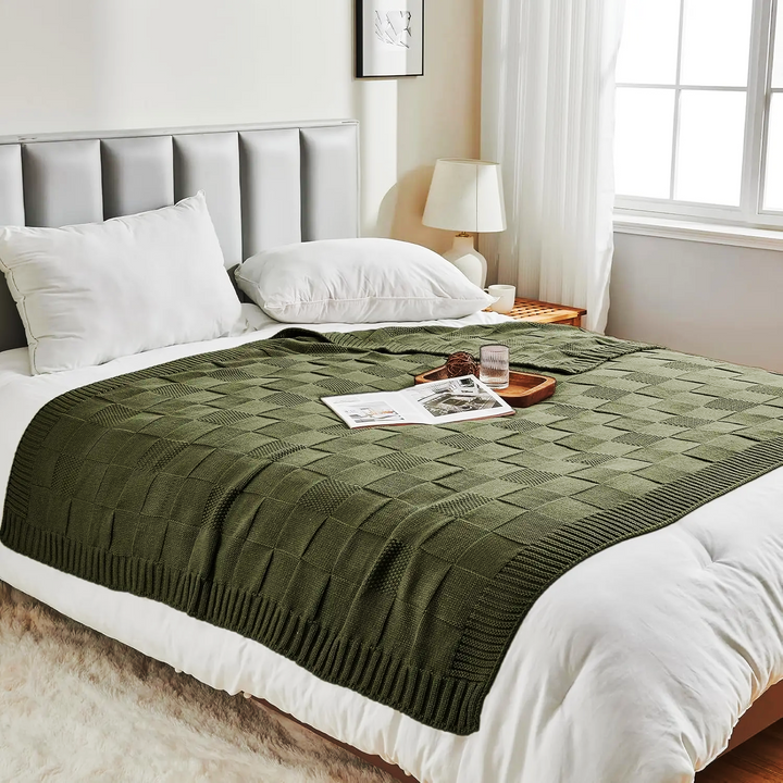 Calloway Checkered Knit Throw Blanket