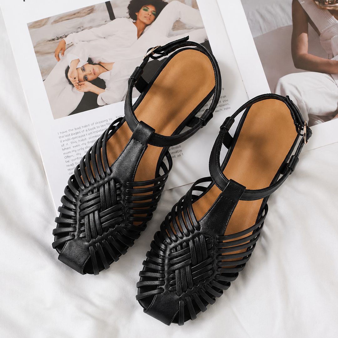 Audrey Lane Ankle-Strap Huarache Sandals