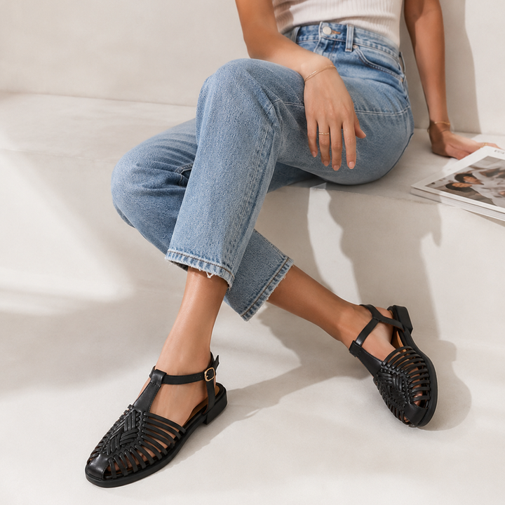 Audrey Lane Ankle-Strap Huarache Sandals
