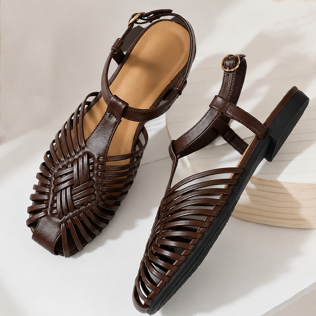 Audrey Lane Ankle-Strap Huarache Sandals