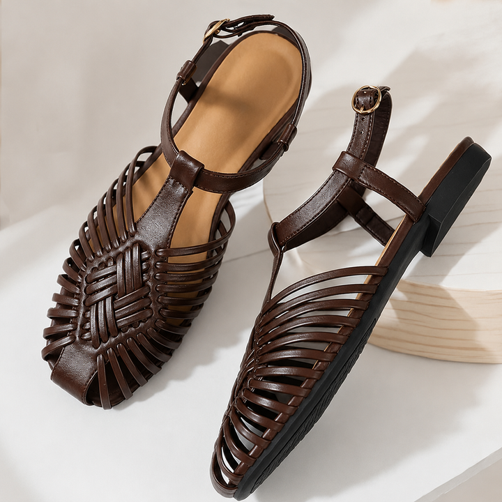 Audrey Lane Ankle-Strap Huarache Sandals
