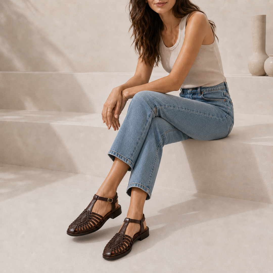 Audrey Lane Ankle-Strap Huarache Sandals