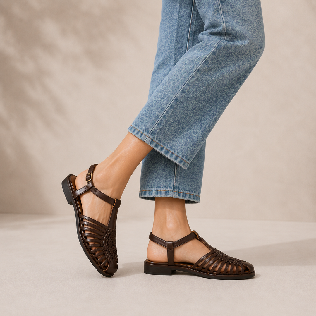 Audrey Lane Ankle-Strap Huarache Sandals