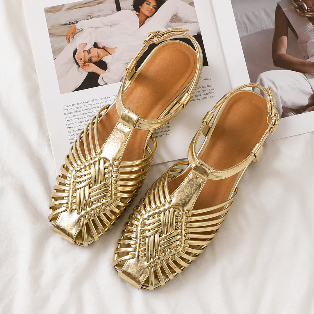 Audrey Lane Ankle-Strap Huarache Sandals