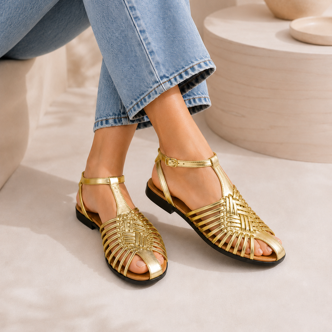 Audrey Lane Ankle-Strap Huarache Sandals