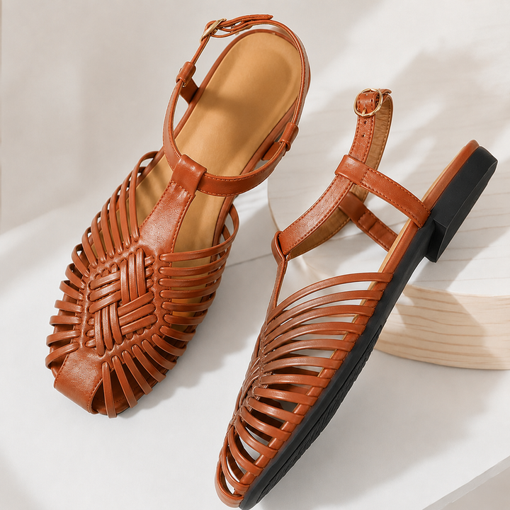 Audrey Lane Ankle-Strap Huarache Sandals