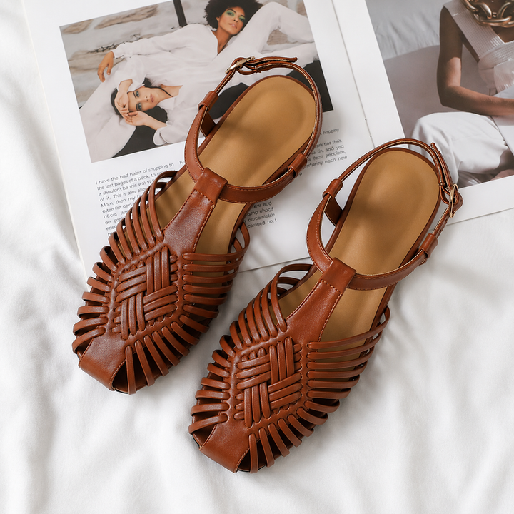 Audrey Lane Ankle-Strap Huarache Sandals