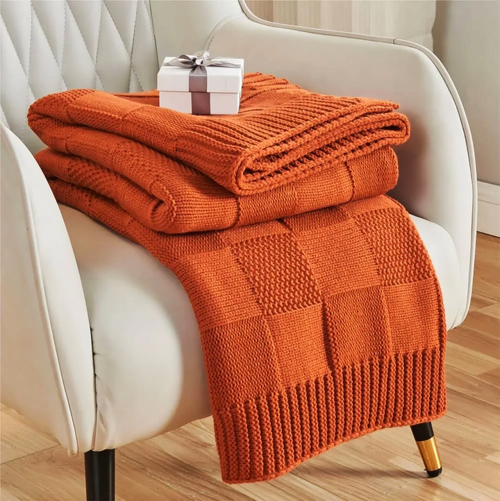 Calloway Checkered Knit Throw Blanket