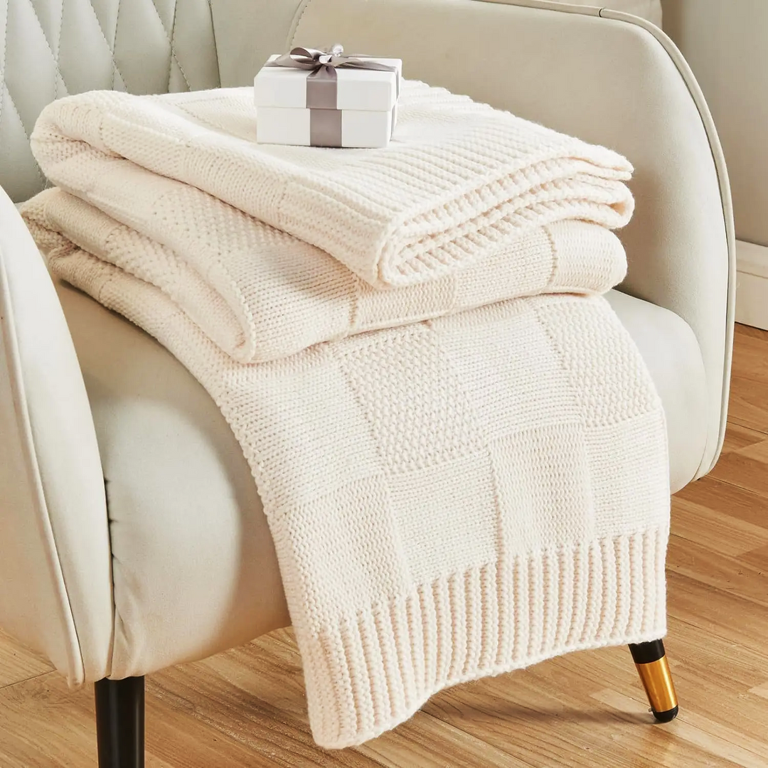 Calloway Checkered Knit Throw Blanket