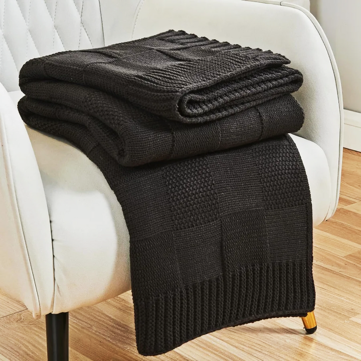 Calloway Checkered Knit Throw Blanket