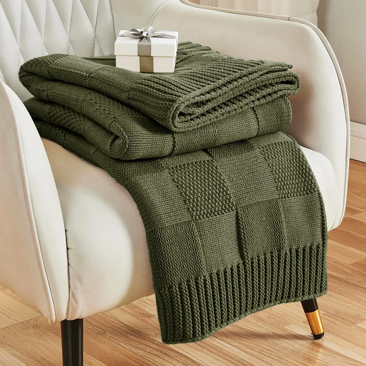 Calloway Checkered Knit Throw Blanket