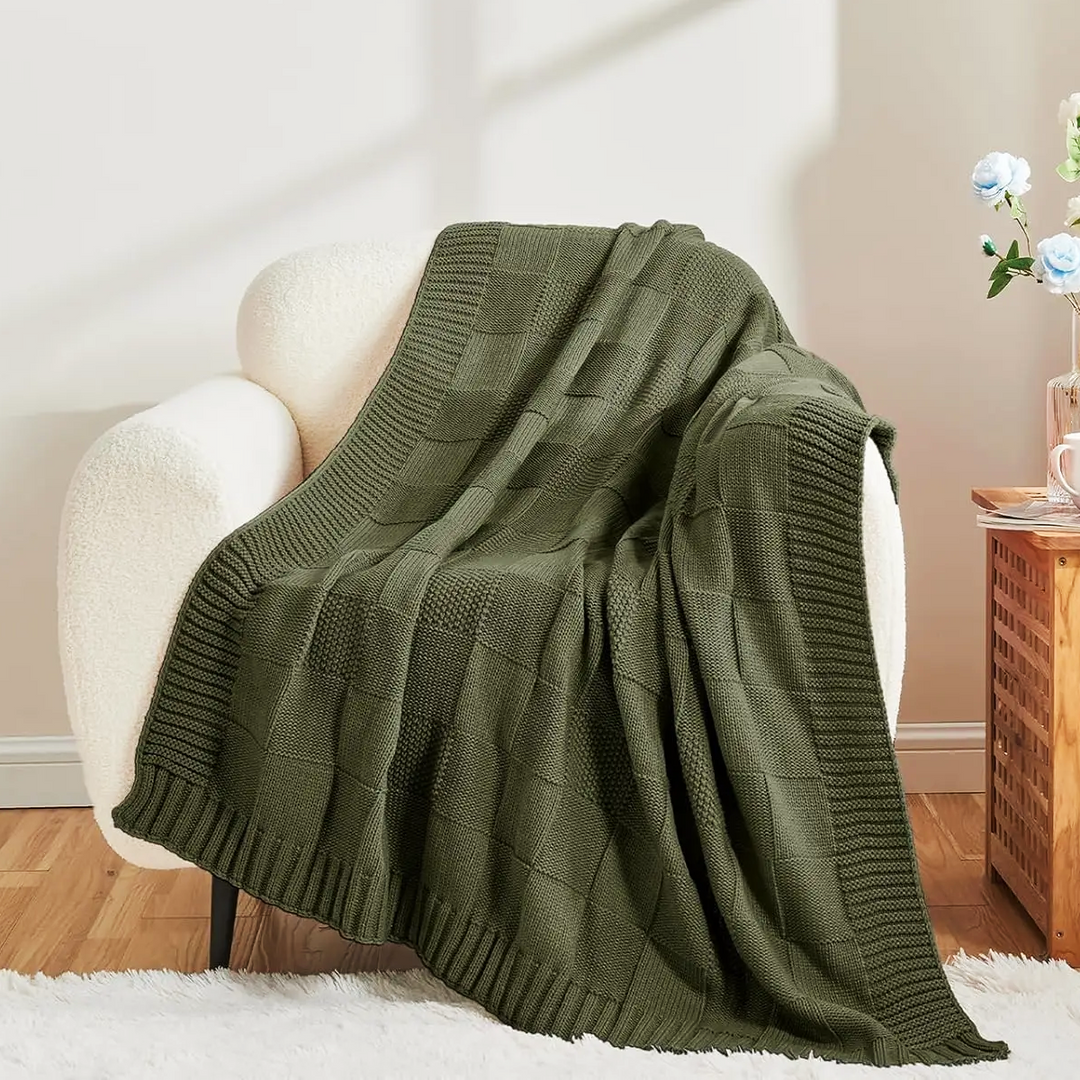 Calloway Checkered Knit Throw Blanket