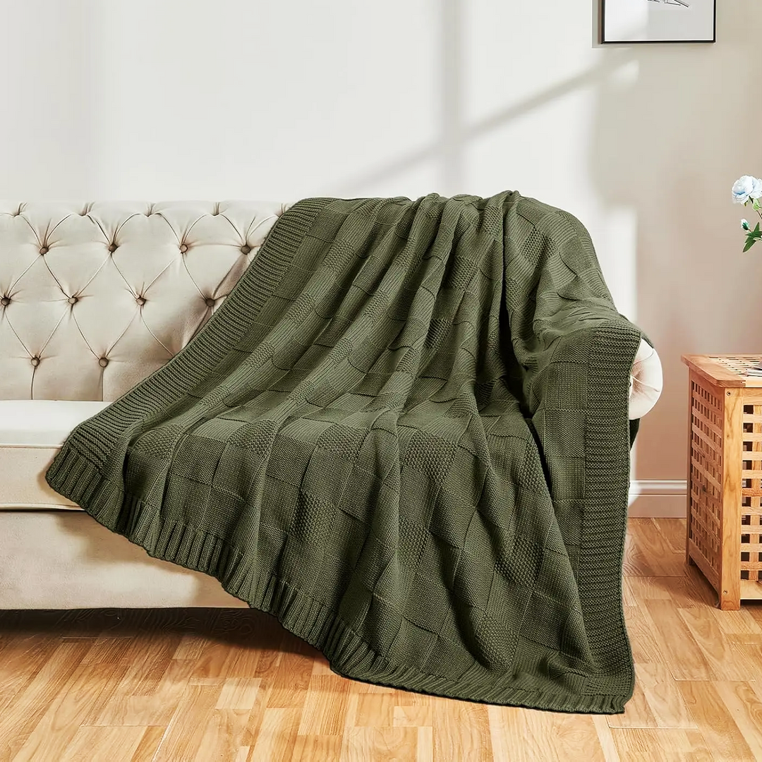 Calloway Checkered Knit Throw Blanket