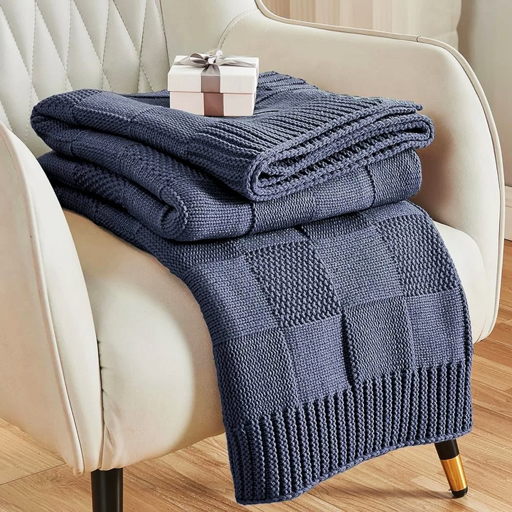 Calloway Checkered Knit Throw Blanket