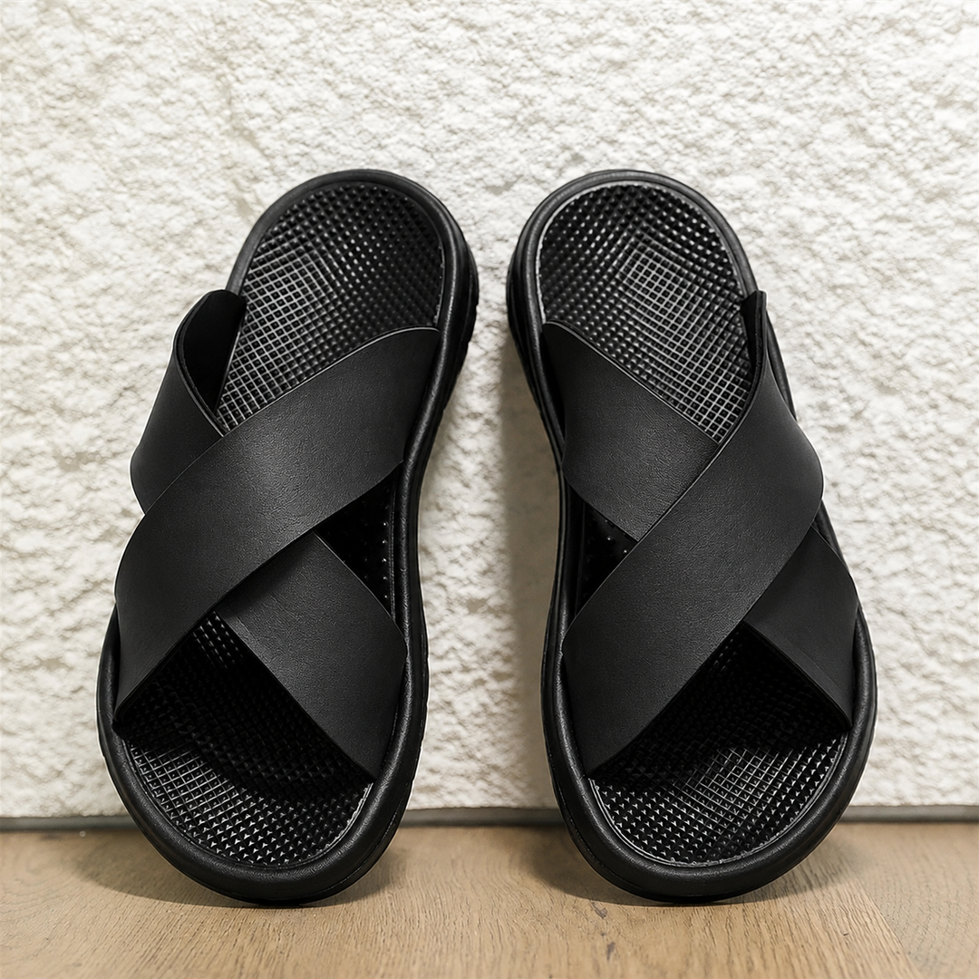 Bennett Cushioned Cross-Strap Slide