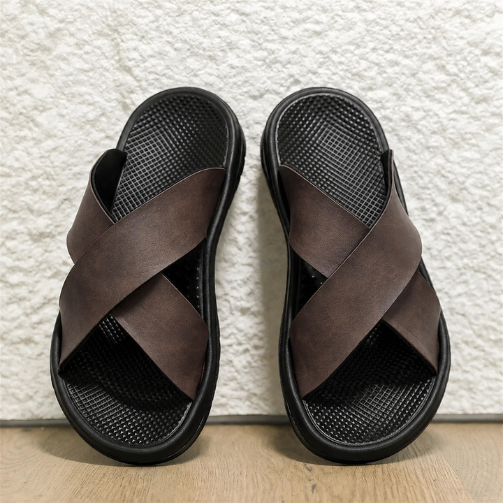 Bennett Cushioned Cross-Strap Slide