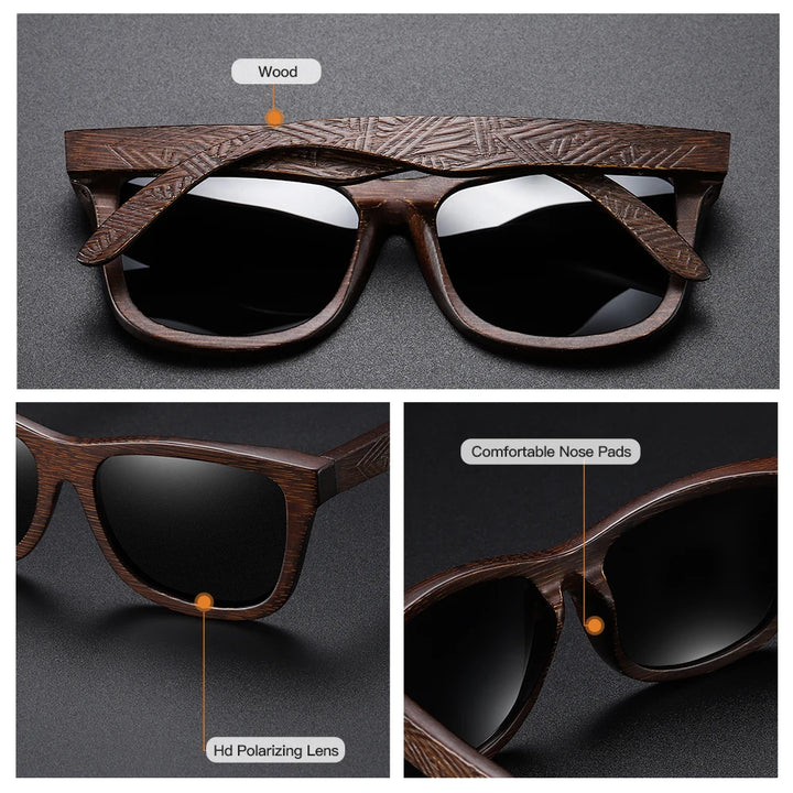 Wooden Rectangular Sunglasses