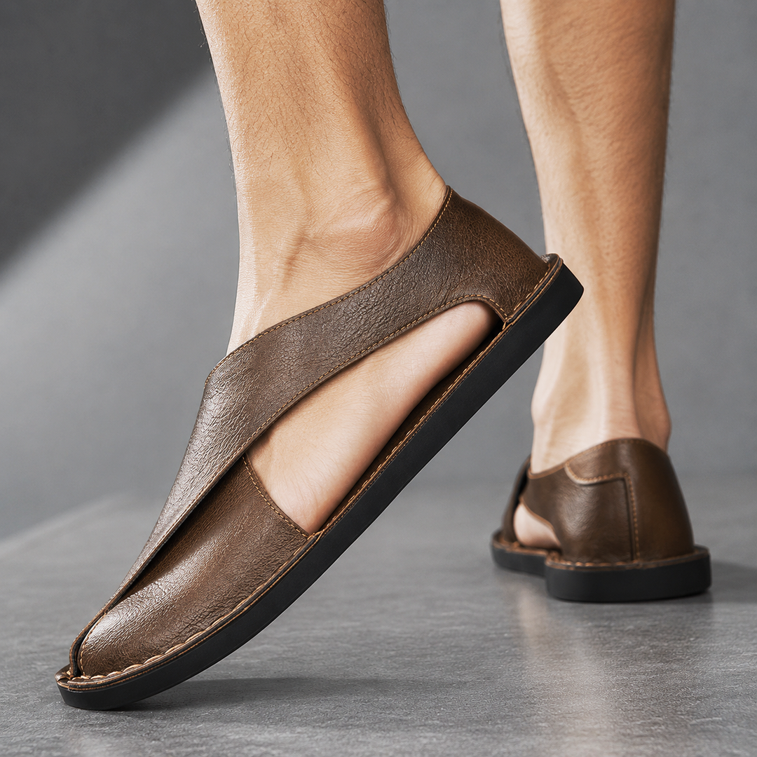 Hudson Leather Slip-On Sandal