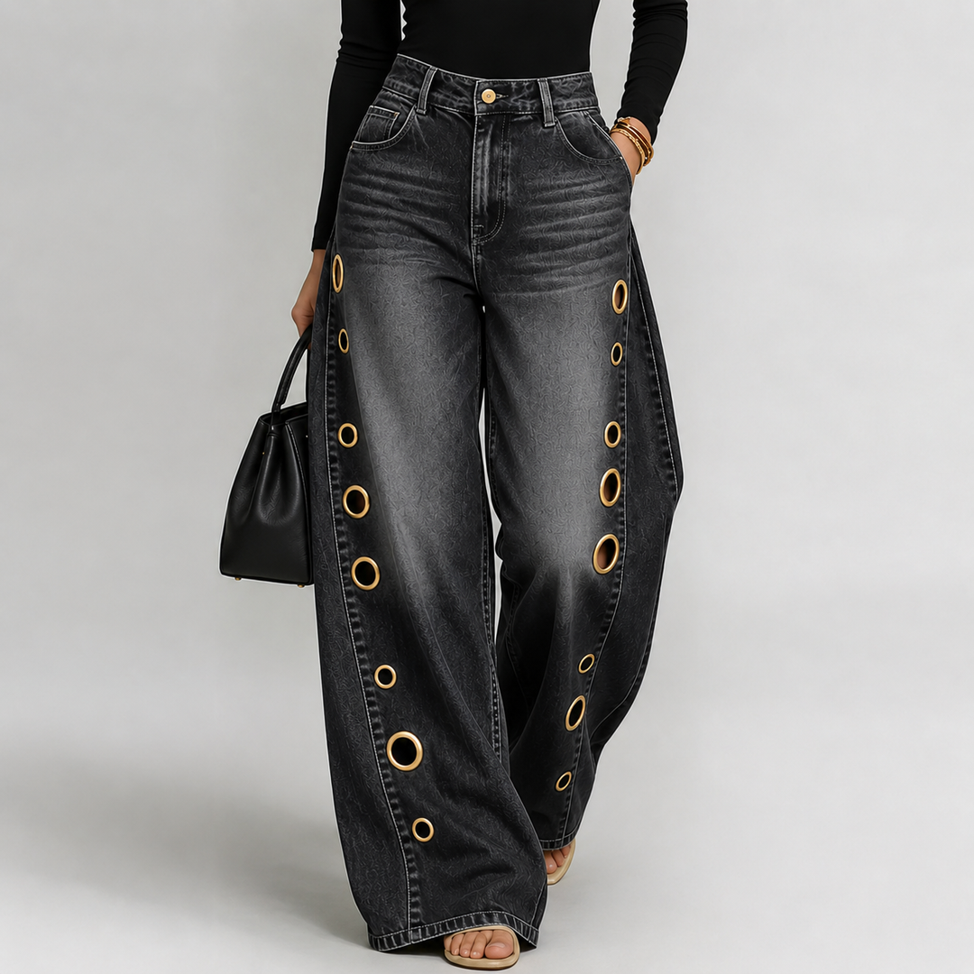 Madison Blake High-Waisted Wide Leg Jeans