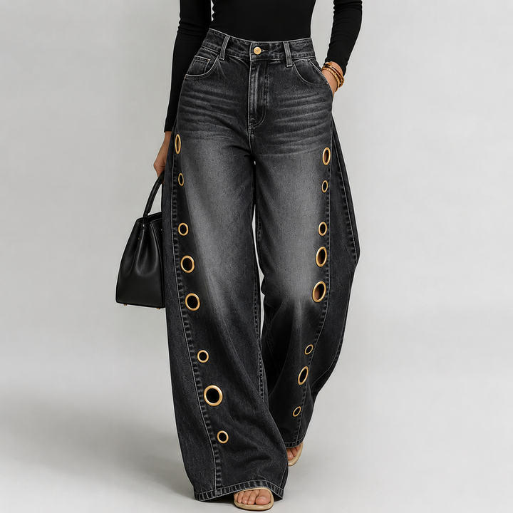 Madison Blake High-Waisted Wide Leg Jeans