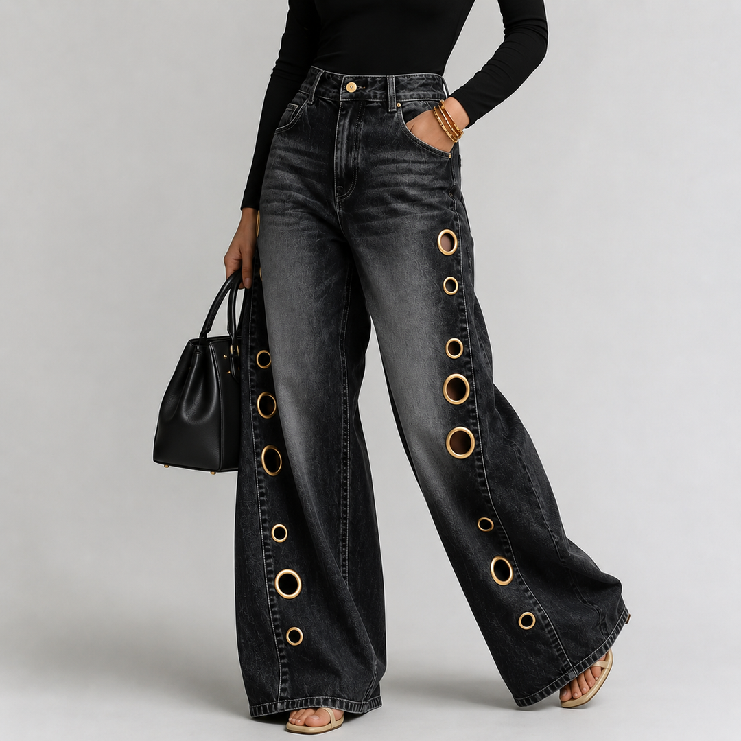 Madison Blake High-Waisted Wide Leg Jeans