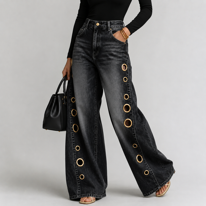 Madison Blake High-Waisted Wide Leg Jeans
