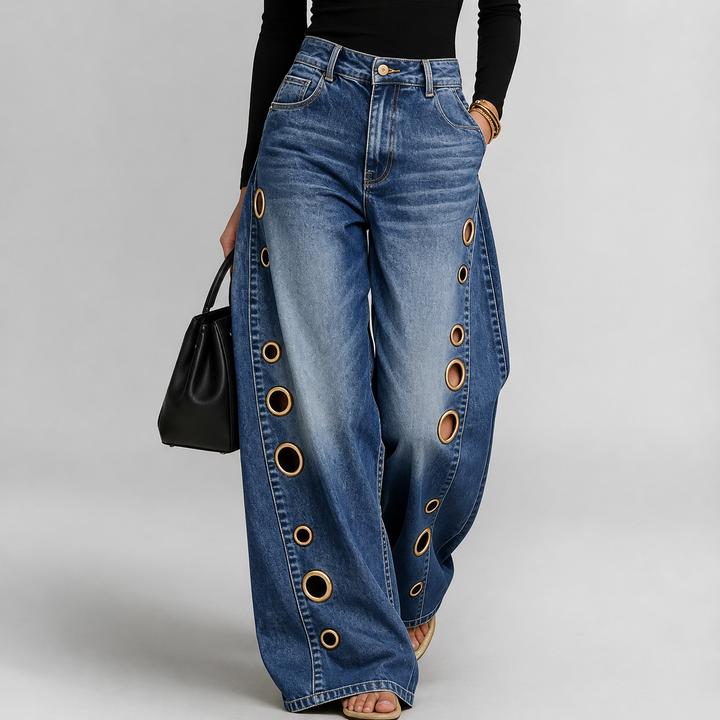 Madison Blake High-Waisted Wide Leg Jeans