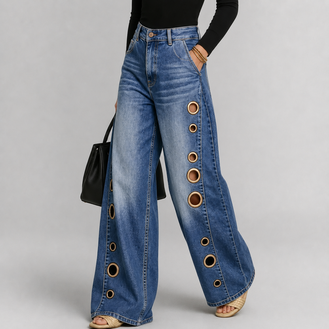 Madison Blake High-Waisted Wide Leg Jeans