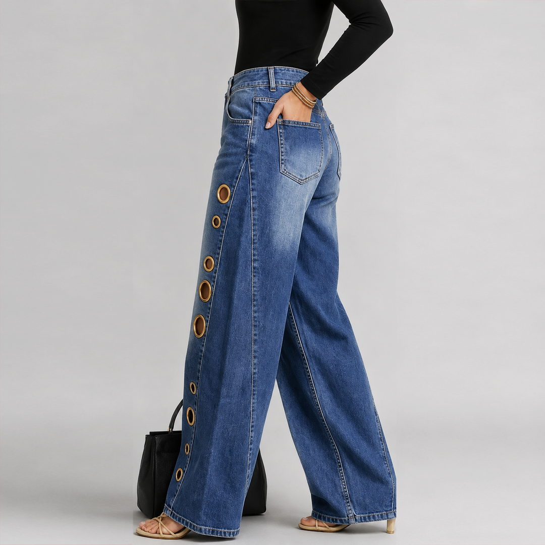 Madison Blake High-Waisted Wide Leg Jeans