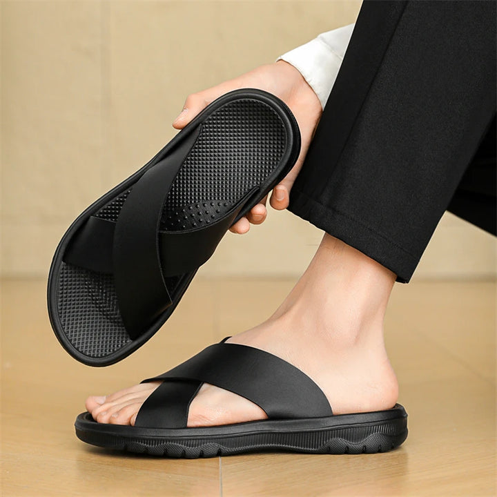 Bennett Cushioned Cross-Strap Slide