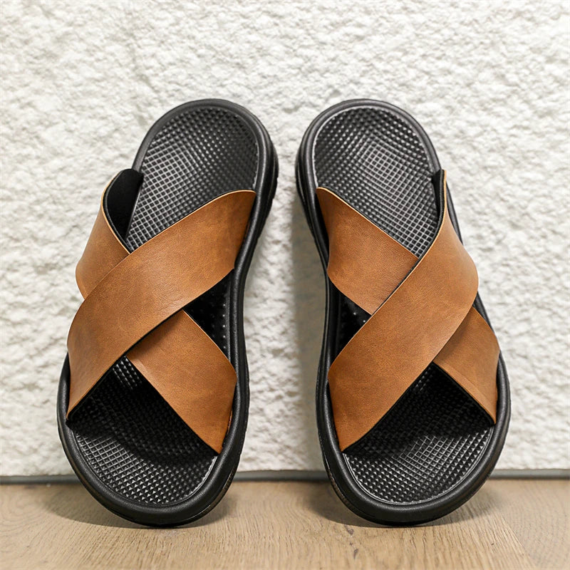 Bennett Cushioned Cross-Strap Slide