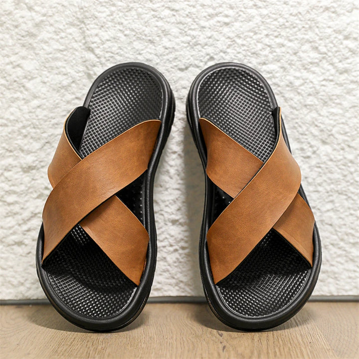Bennett Cushioned Cross-Strap Slide