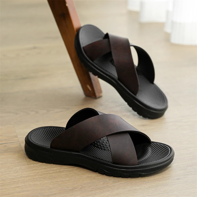 Bennett Cushioned Cross-Strap Slide