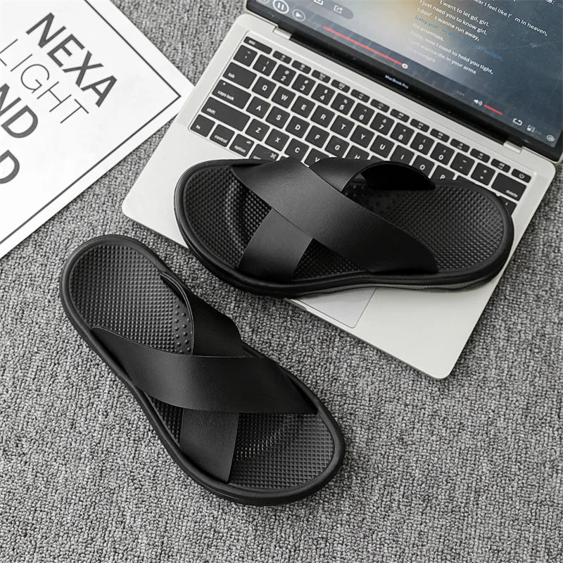 Bennett Cushioned Cross-Strap Slide