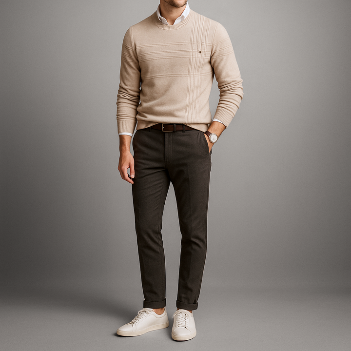 Sullivan Grid-Knit Cotton Sweater
