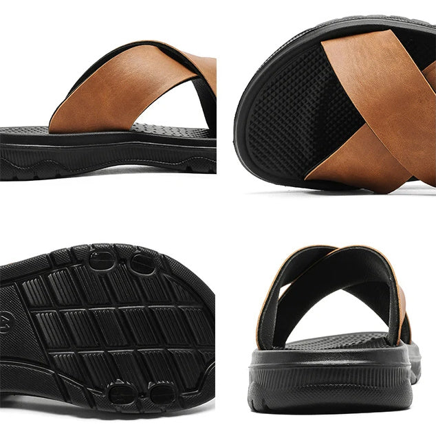 Bennett Cushioned Cross-Strap Slide