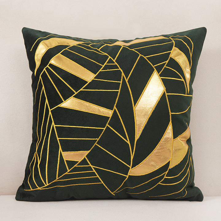 Foveria Luxury Velvet Cushions with Gold Pattern