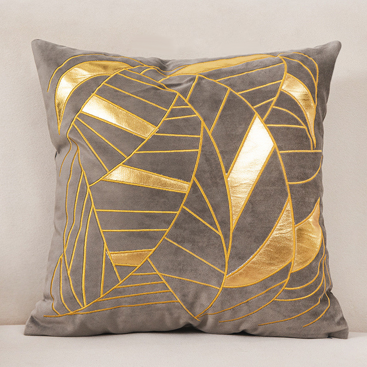 Foveria Luxury Velvet Cushions with Gold Pattern
