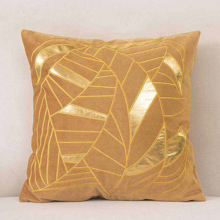 Foveria Luxury Velvet Cushions with Gold Pattern