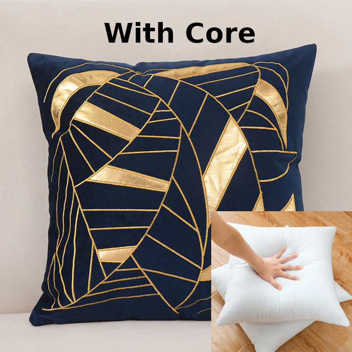Foveria Luxury Velvet Cushions with Gold Pattern
