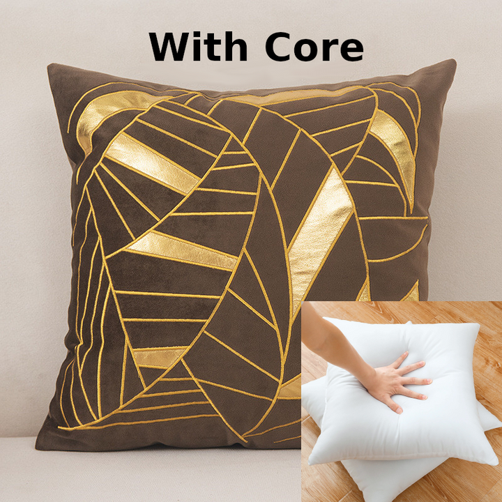 Foveria Luxury Velvet Cushions with Gold Pattern