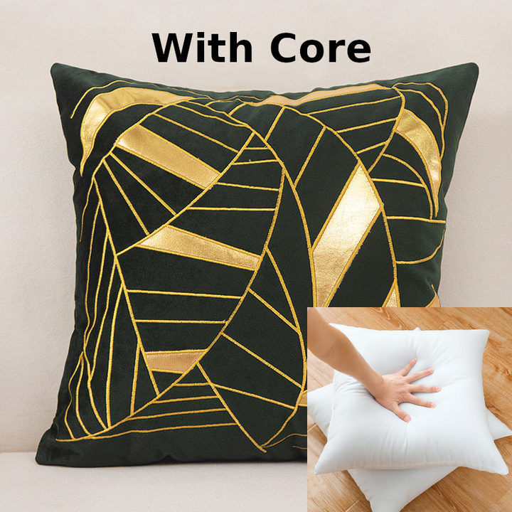 Foveria Luxury Velvet Cushions with Gold Pattern