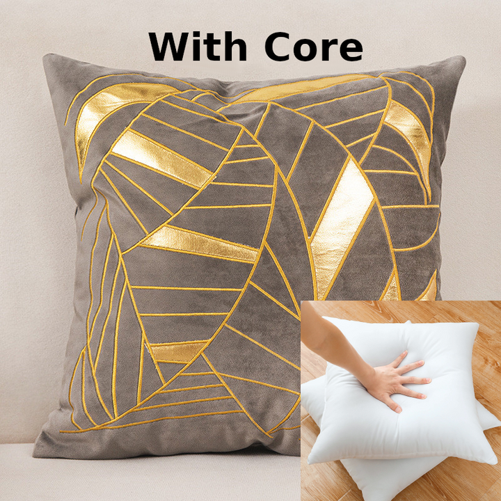 Foveria Luxury Velvet Cushions with Gold Pattern
