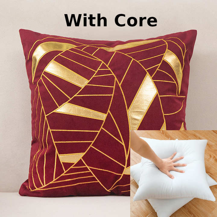 Foveria Luxury Velvet Cushions with Gold Pattern