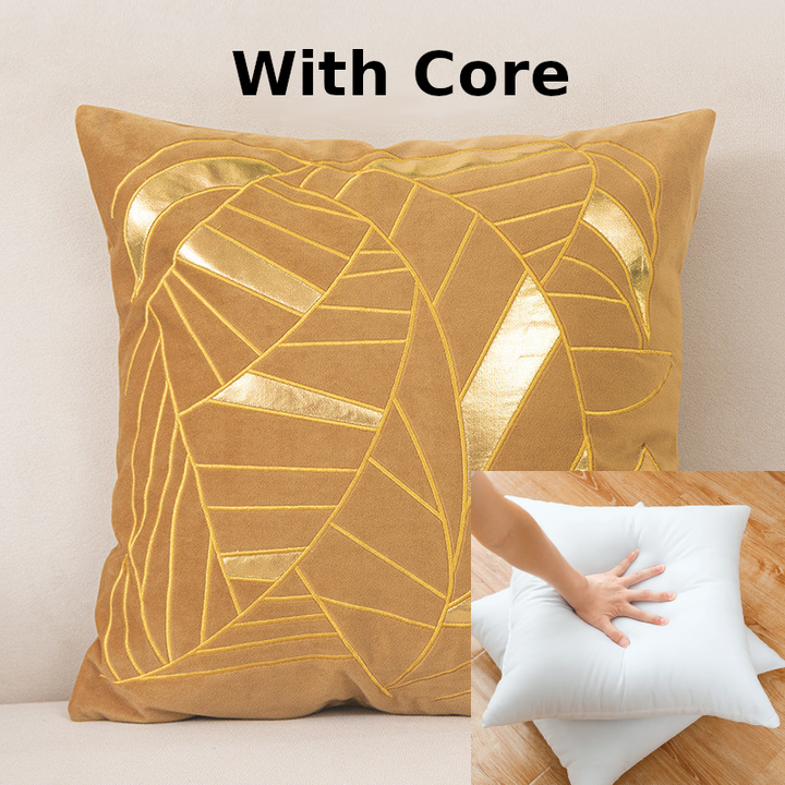 Foveria Luxury Velvet Cushions with Gold Pattern